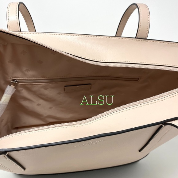 Kate ♠️ Spade Briel Large Tote Leather Beige Black - Picture 10 of 11